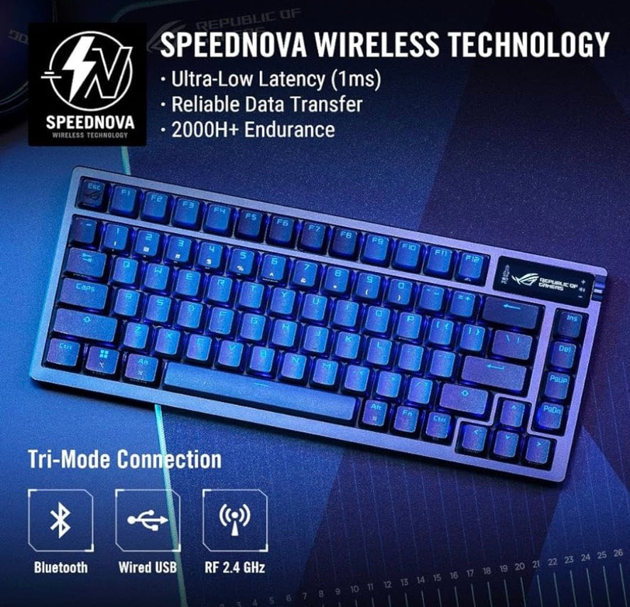 ASUS ROG Azoth Wireless Mechanical Gaming Keyboard – 75% TKL (Black) (90MP031A-BKAA01)