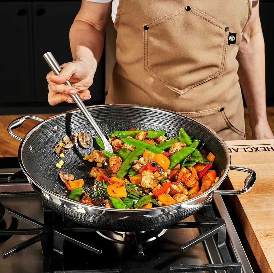 HexClad Commercial 7 Piece Cookware Pan Set Hybrid Nonstick Stainless Steel