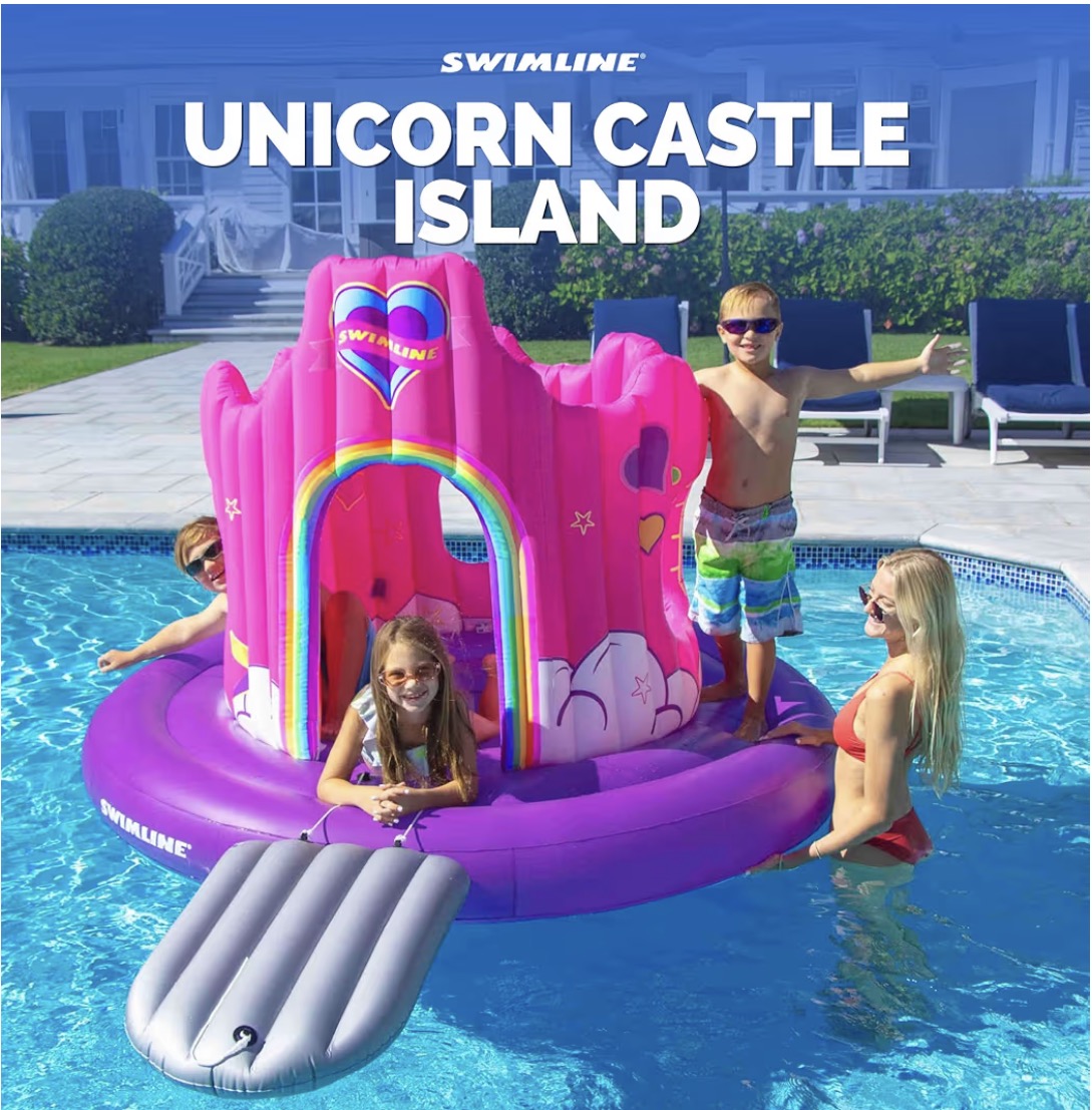Swimline Giant Unicorn Castle Inflatable Pool Float Island Kids 90941