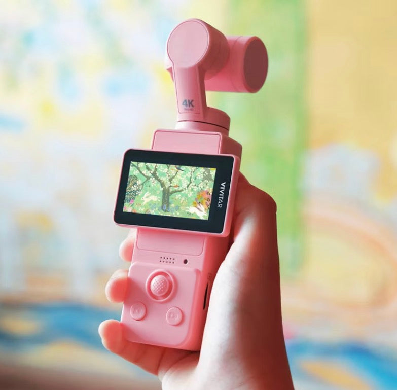 Vivitar 3-Axis Gimbal 4K Pocket Camcorder Bundle - Pink