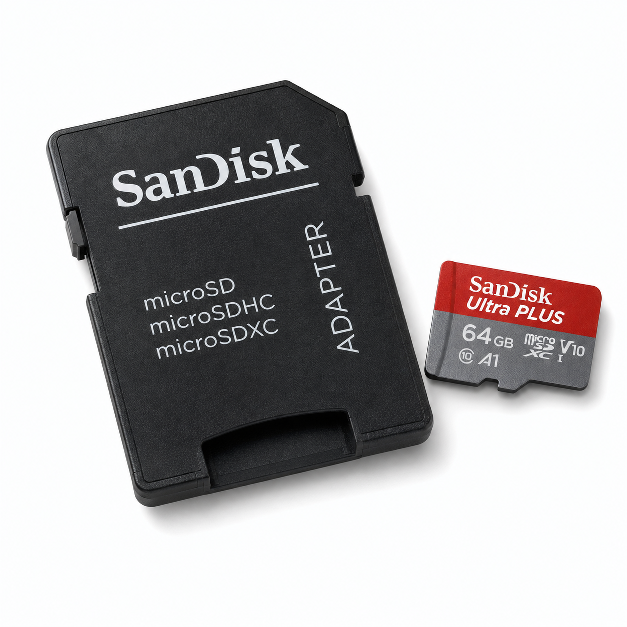 SanDisk Ultra PLUS 64GB microSDXC Memory Card with Adapter