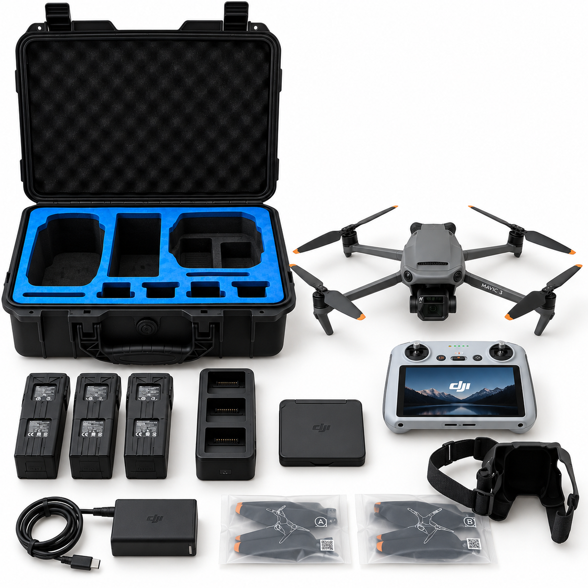 DJI Mavic 3 Fly More Combo Drone with DJI RC, 3 Batteries & Hard Case