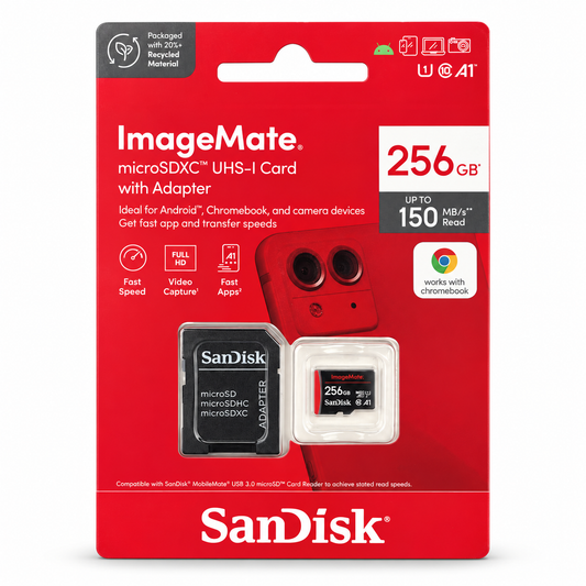 SanDisk ImageMate 256GB microSDXC Card 150MB/s with Adapter