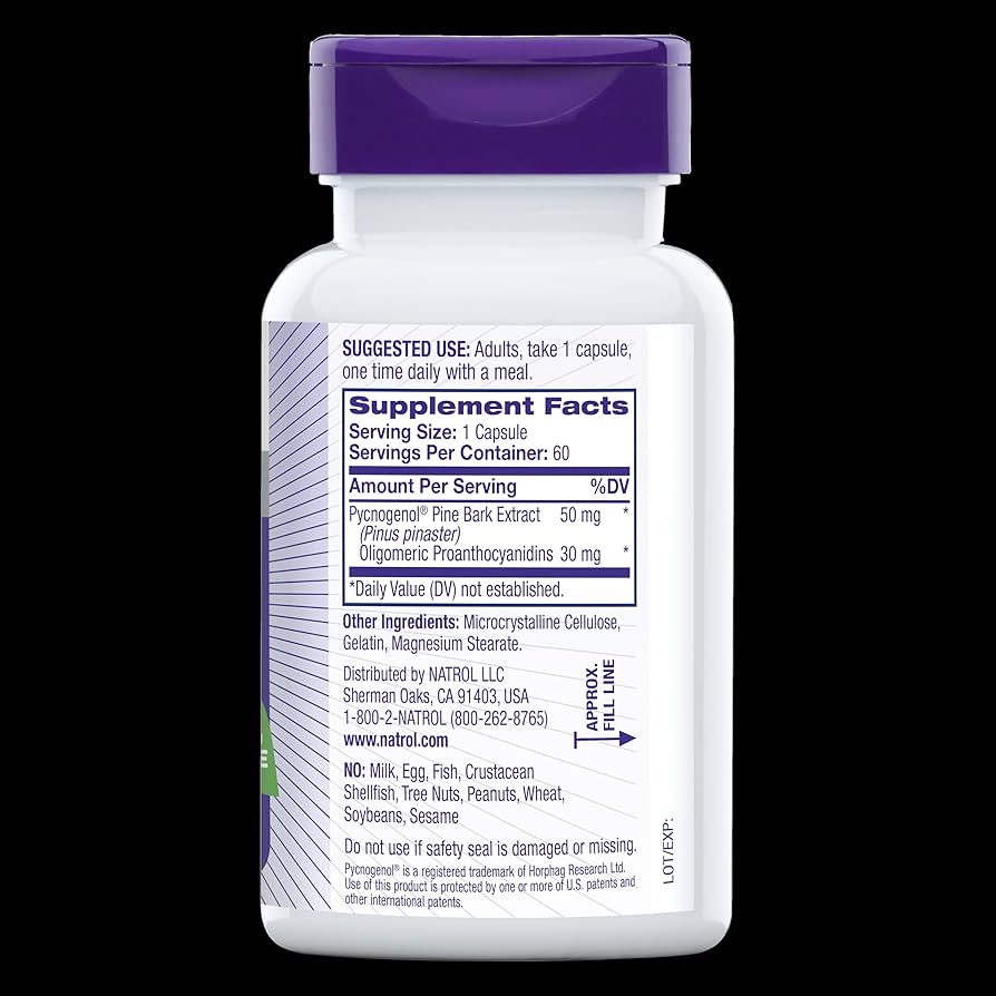 Natrol Pycnogenol 50mg 60 Capsules – Antioxidant, Pine Bark Extract