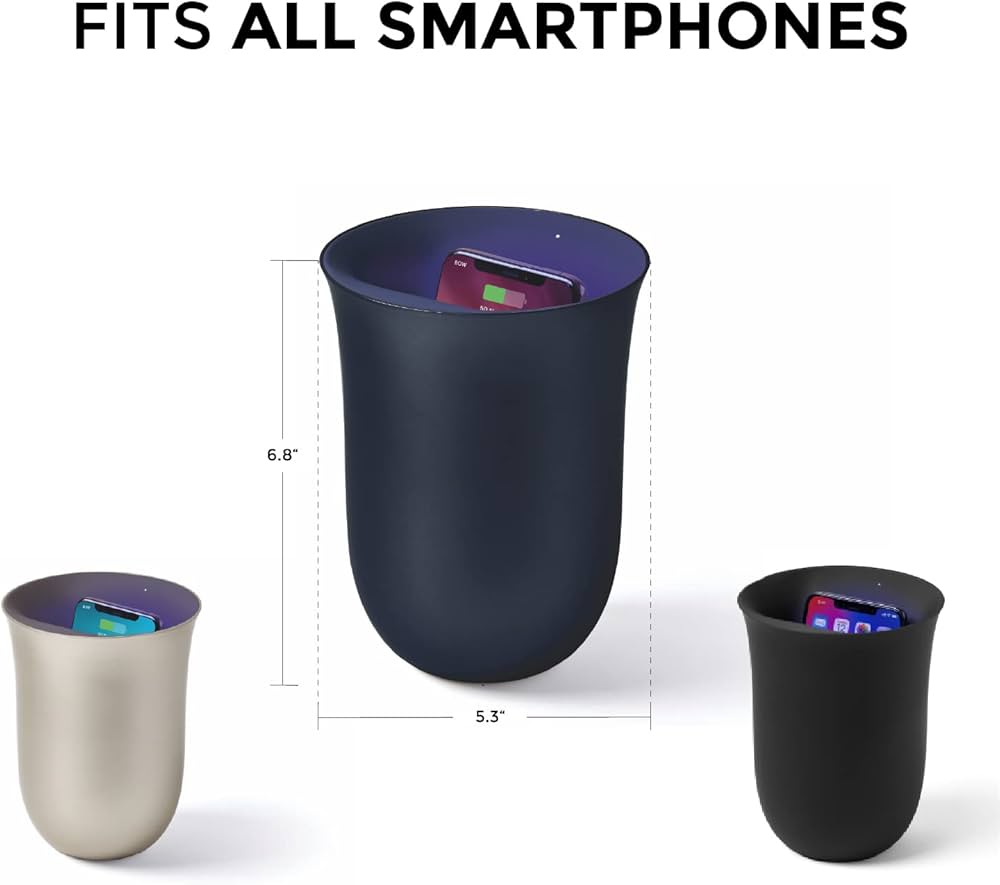 Lexon OBLIO Qi Wireless Charger & Phone Sanitizer 10W – Black
