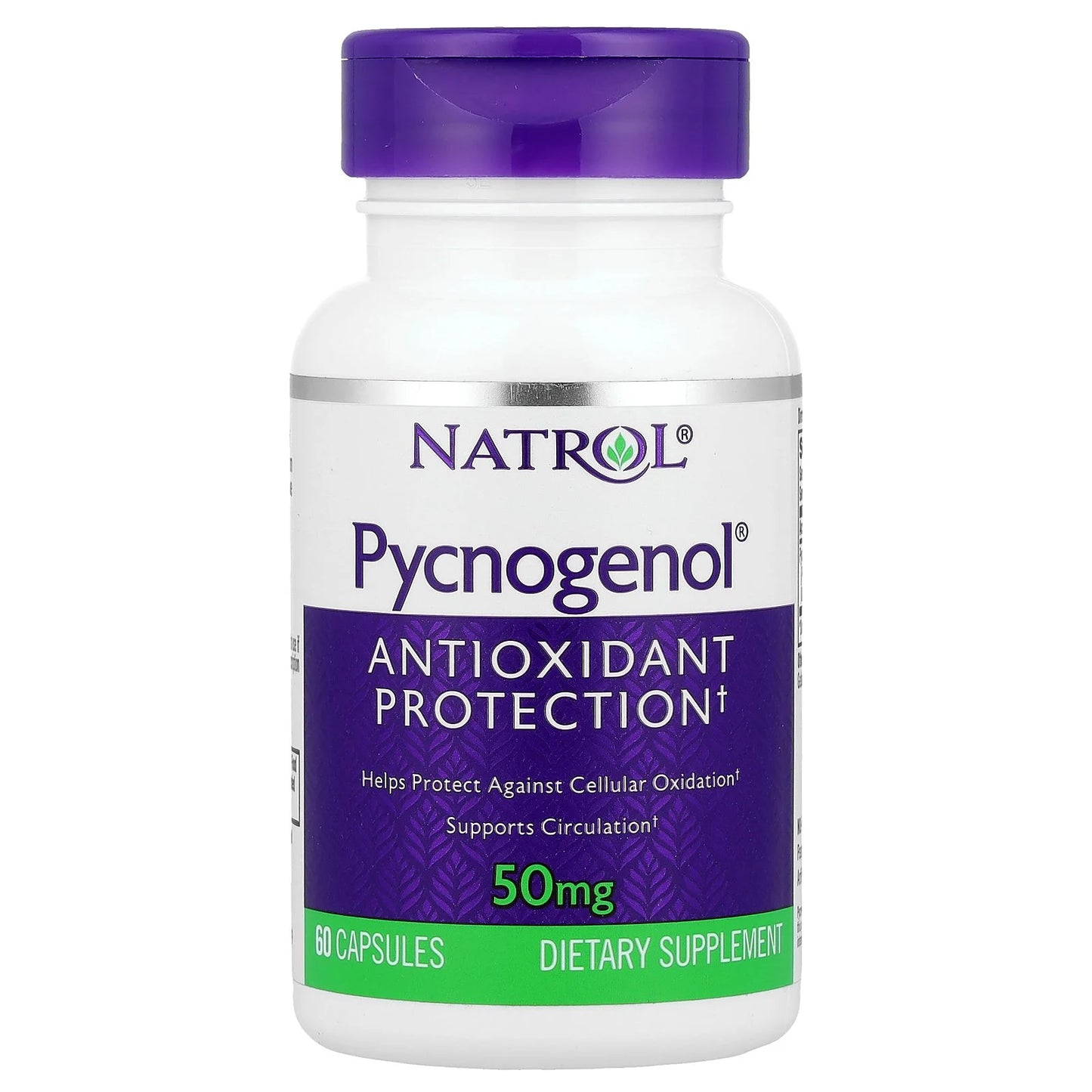 Natrol Pycnogenol Capsules, Antioxidant Protection, Protects Against Cellular Oxidation and Age-Related Damage, European Maritime Pine Bark Extract, Supports Circulation, 50 mg, 60 Count