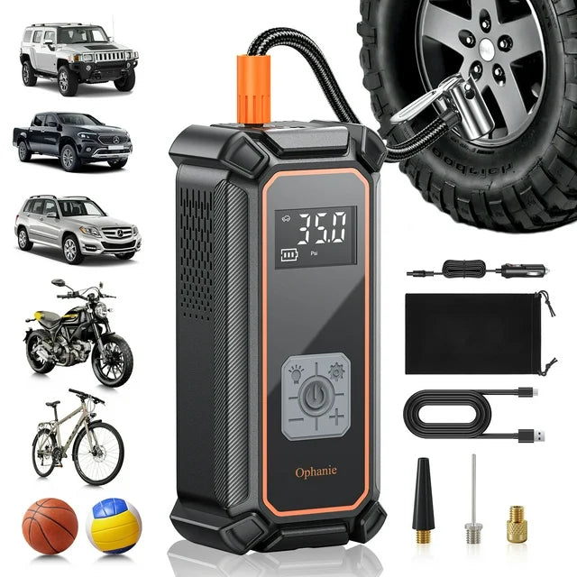 Ophanie Cordless Portable Tire Inflator - 160 Psi Digital Pressure Gauge,Air Compressor for Car Tires with Automatic Shutoff