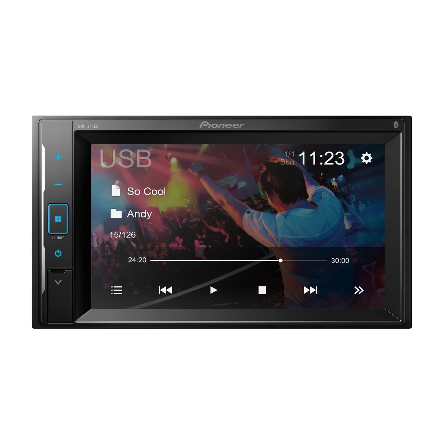 Pioneer DMH-241EX 6.2" Double-DIN Bluetooth – Short Chassis, FLAC, 13-Band EQ