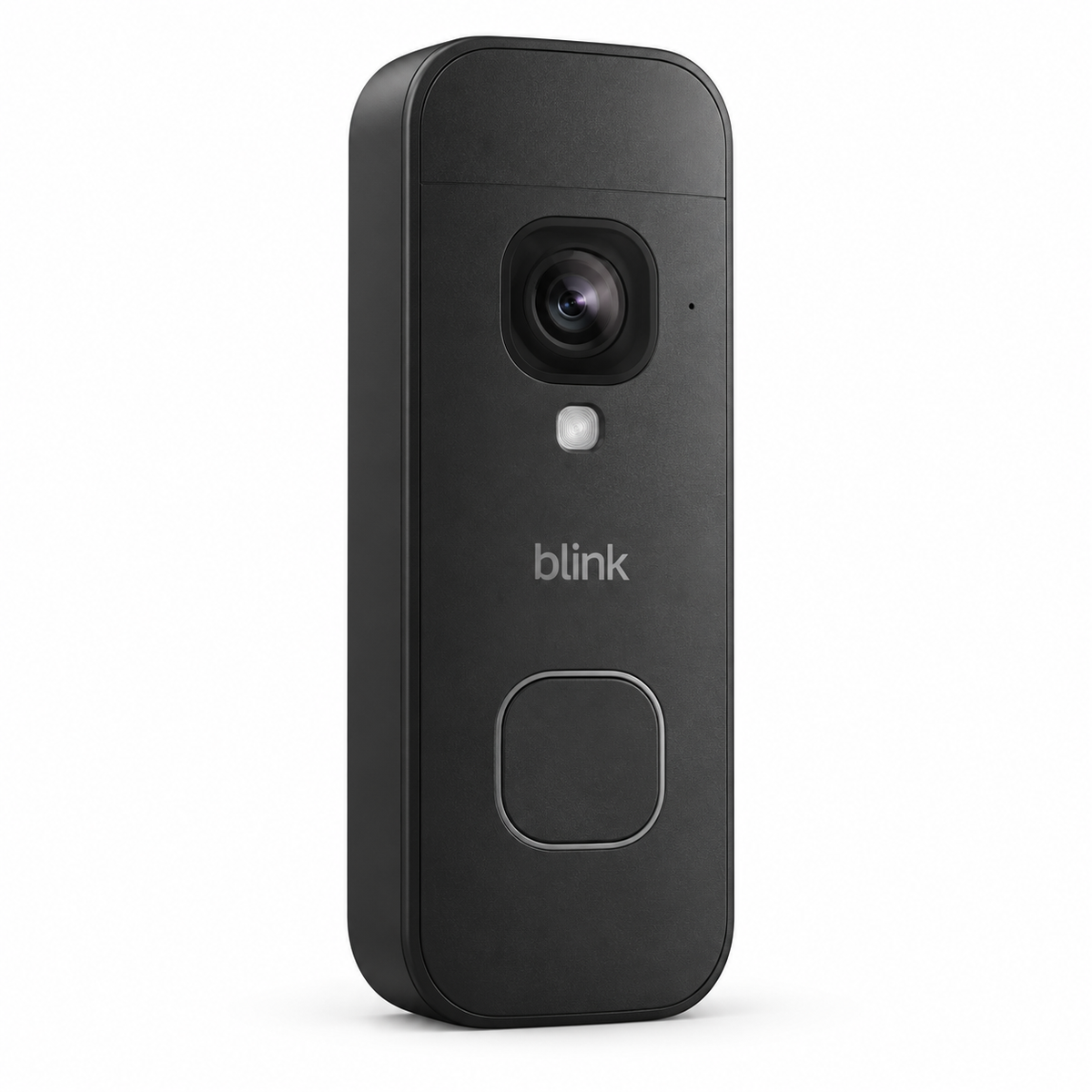 Blink Battery Doorbell 2K+ in black, angled left view