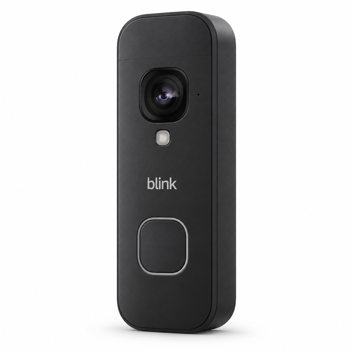 Blink Battery Doorbell 2K+ in black, angled right view