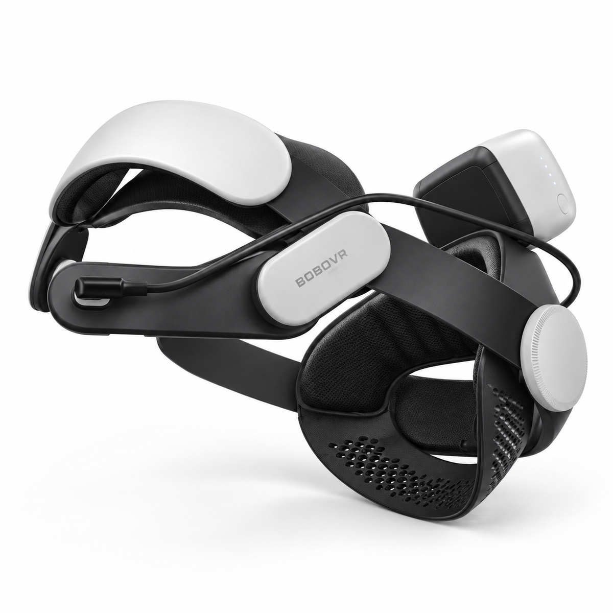 BOBOVR M3 Pro+ battery head strap, three-quarter view