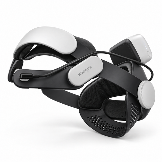 BOBOVR M3 Pro+ battery head strap, three-quarter view