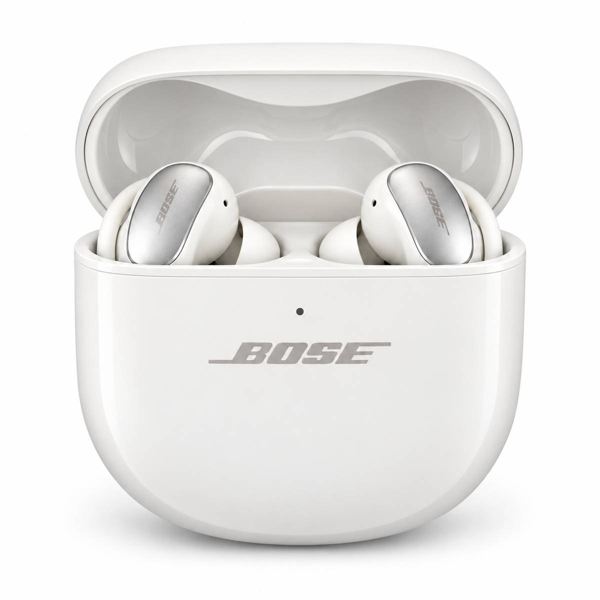 Bose QuietComfort Ultra White Smoke — Open case front view