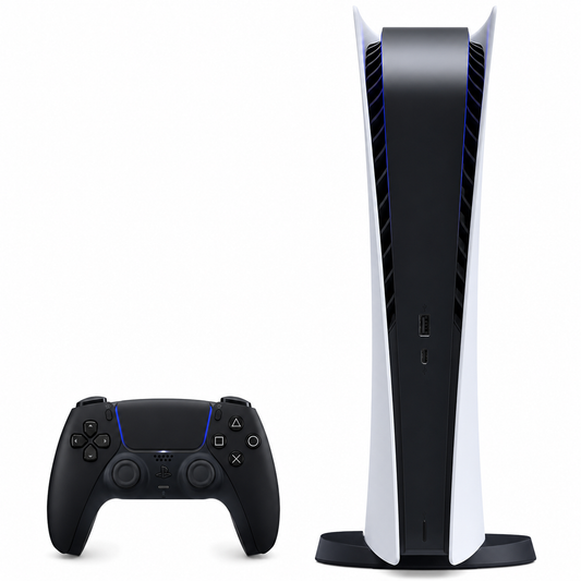 Sony PS5 Digital Edition Console w/ Black Controller HDMI USB-C White