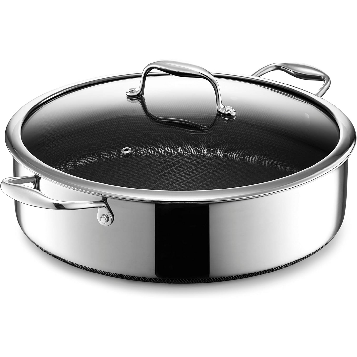 HexClad 7Qt Hybrid Nonstick Saute Pan w/ Lid Induction Oven Safe 900F