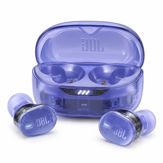 JBL Tune Buds 2 Ghost Edition earbuds in Ghost Mauve