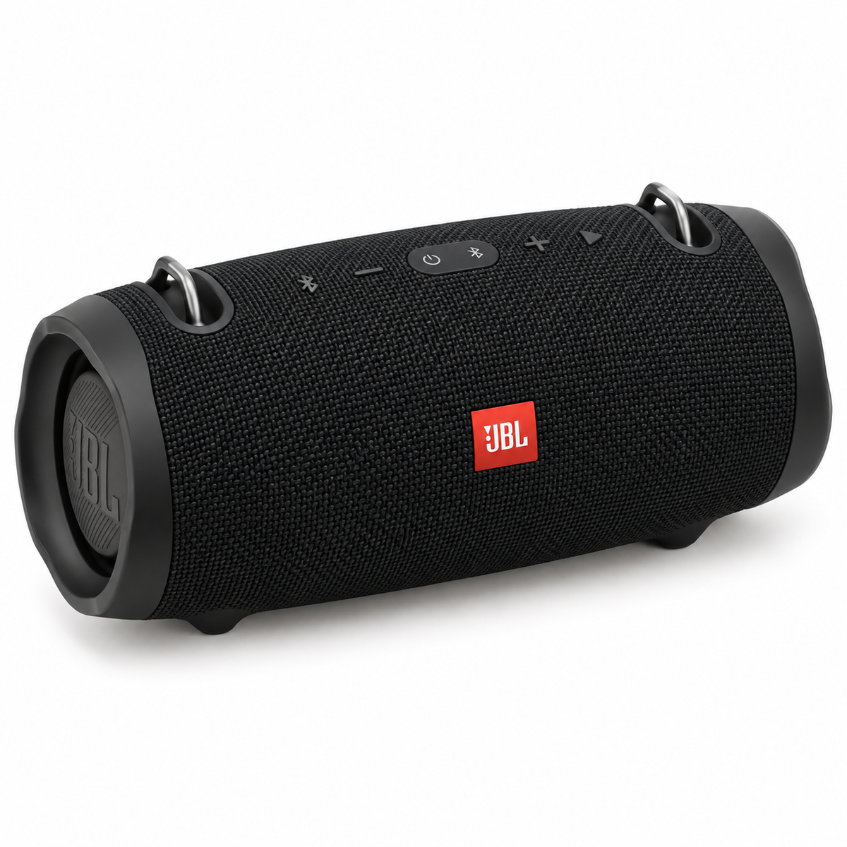JBL Xtreme 2 black speaker top controls and strap hooks