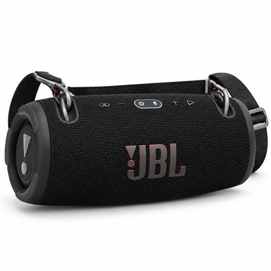 JBL Xtreme 3 black portable Bluetooth speaker with shoulder strap