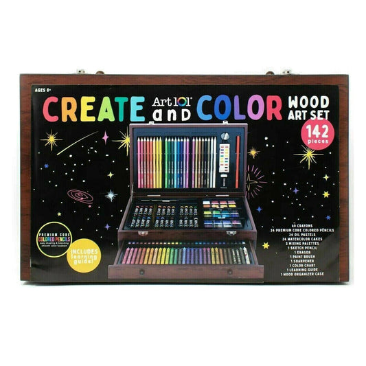 Art 101 Create and Color Wood Art Set 142 Pieces – Ages 8+, Model 56142, New