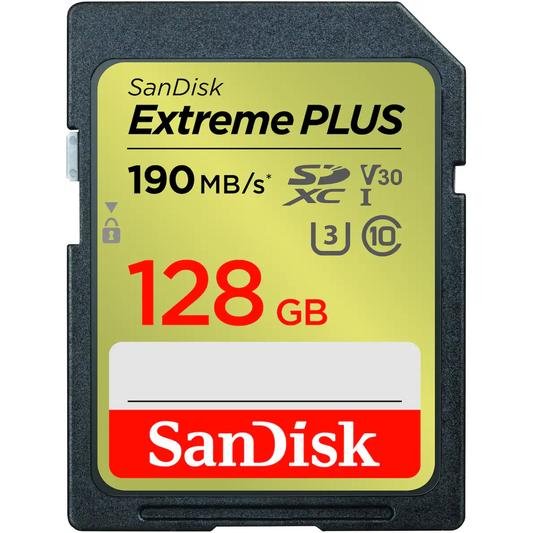 SanDisk Extreme PLUS 128GB SD UHS-I Memory Card 190MB/s V30 U3