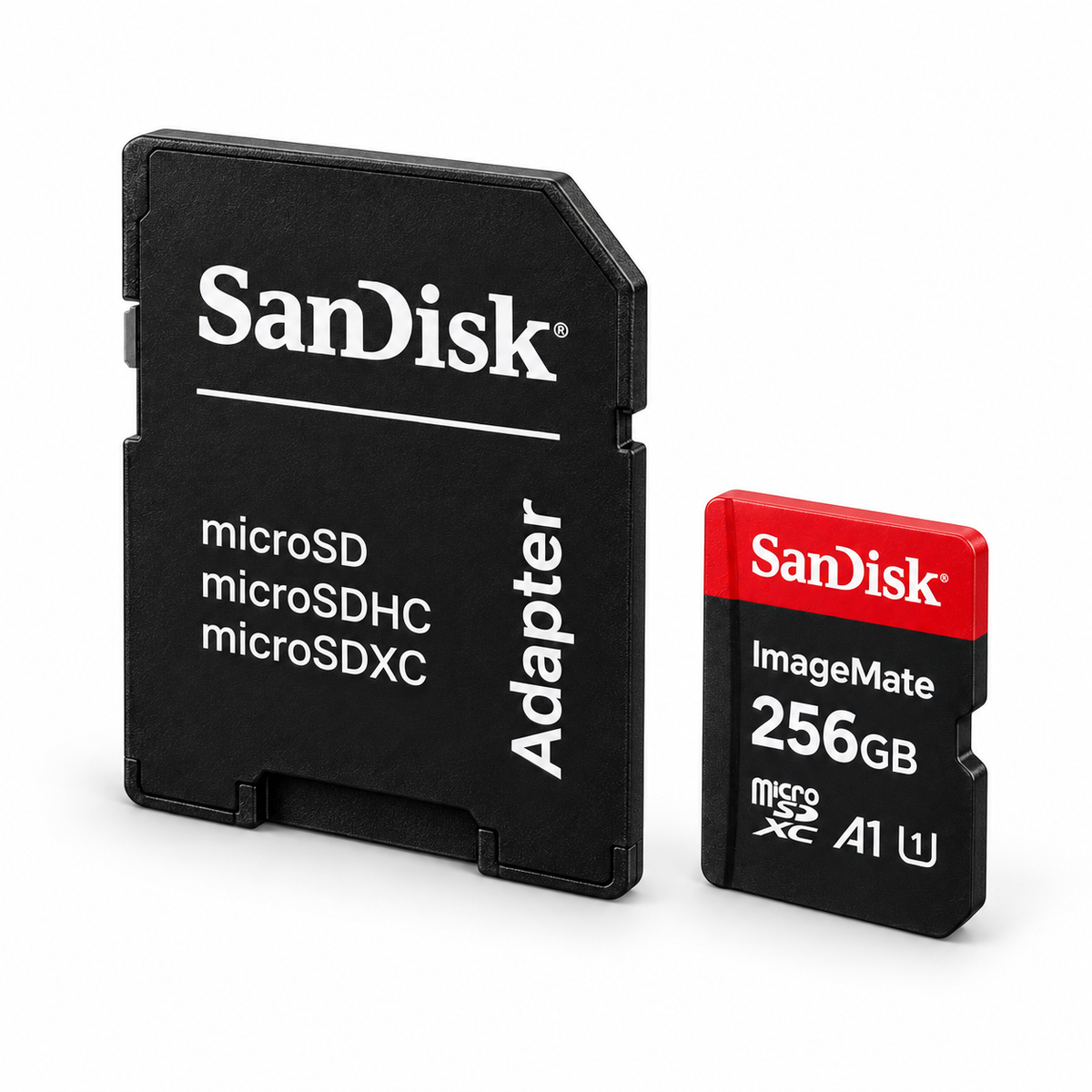 SanDisk ImageMate 256GB card and adapter alternate angle