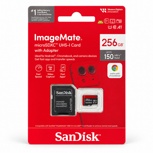 SanDisk ImageMate 256GB microSDXC UHS-I memory card with SD adapter