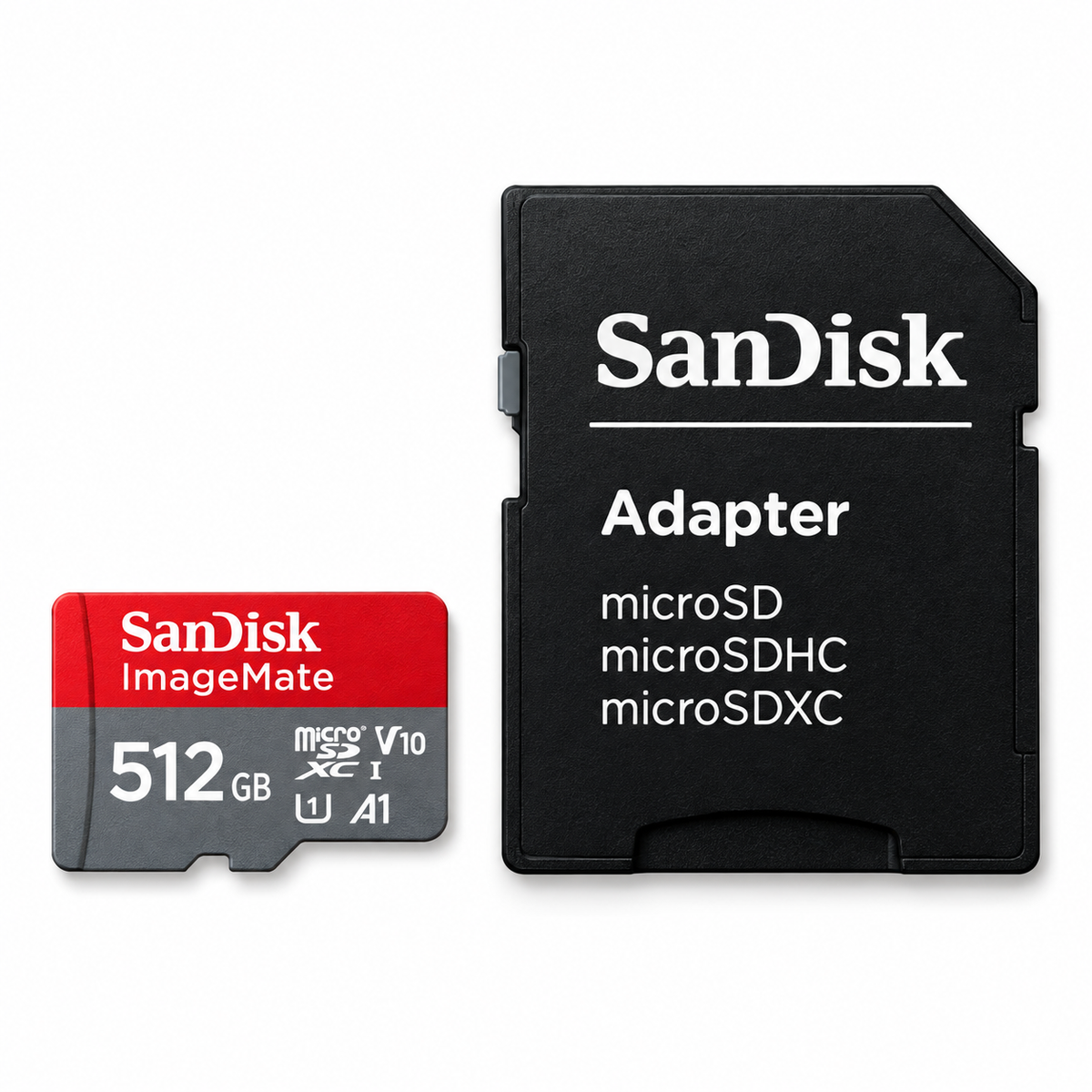 SanDisk ImageMate 512GB microSDXC memory card and separate SD adapter