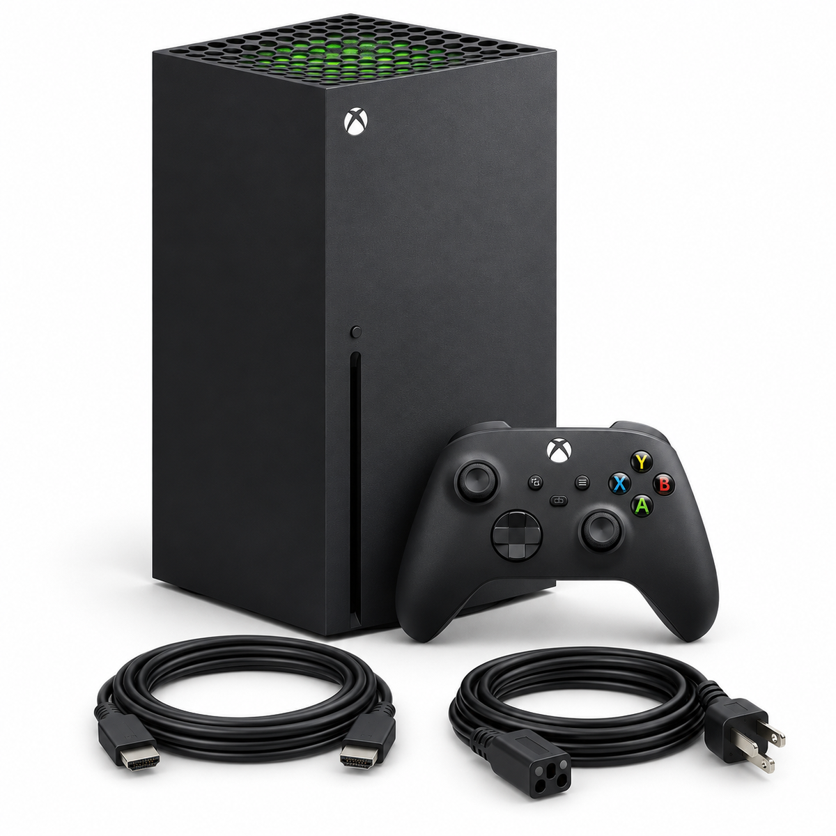 Xbox Series X console, controller, HDMI cable and power cord
